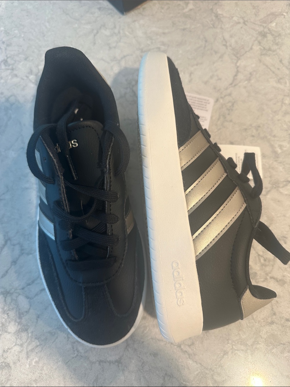 adidas Black Sneakers with Metallic Gold Stripes